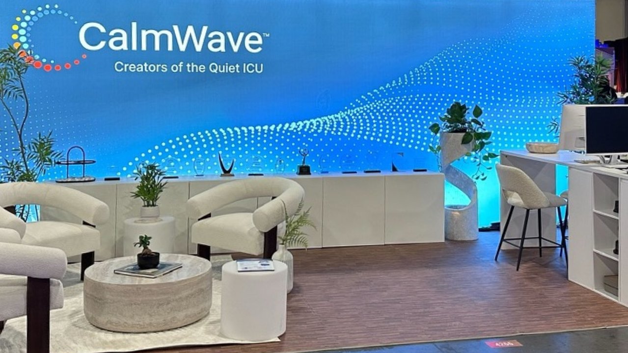 CalmWave conference booth designed as a living room